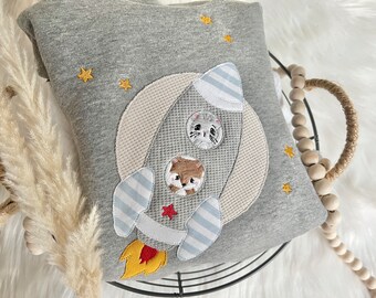 Rakete mit Katze und Fuchs Hoodie  Gr. 104/110 - 152/158