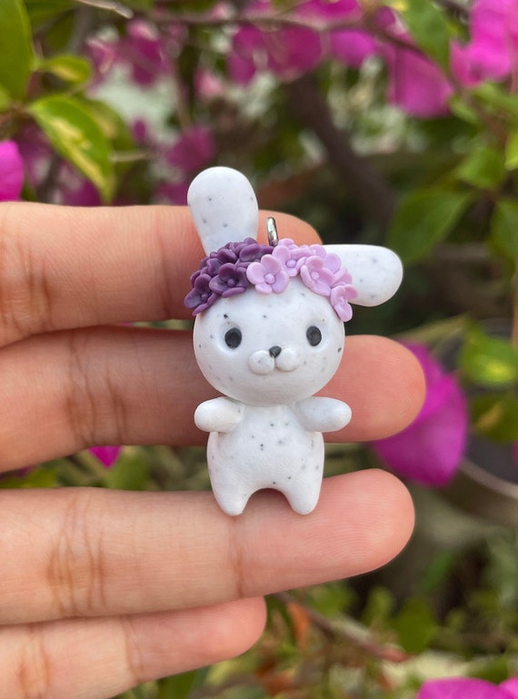 ジュエリー Cute Pink Flower Bunny Charm 925 Sterling Silver Violent Rabbit