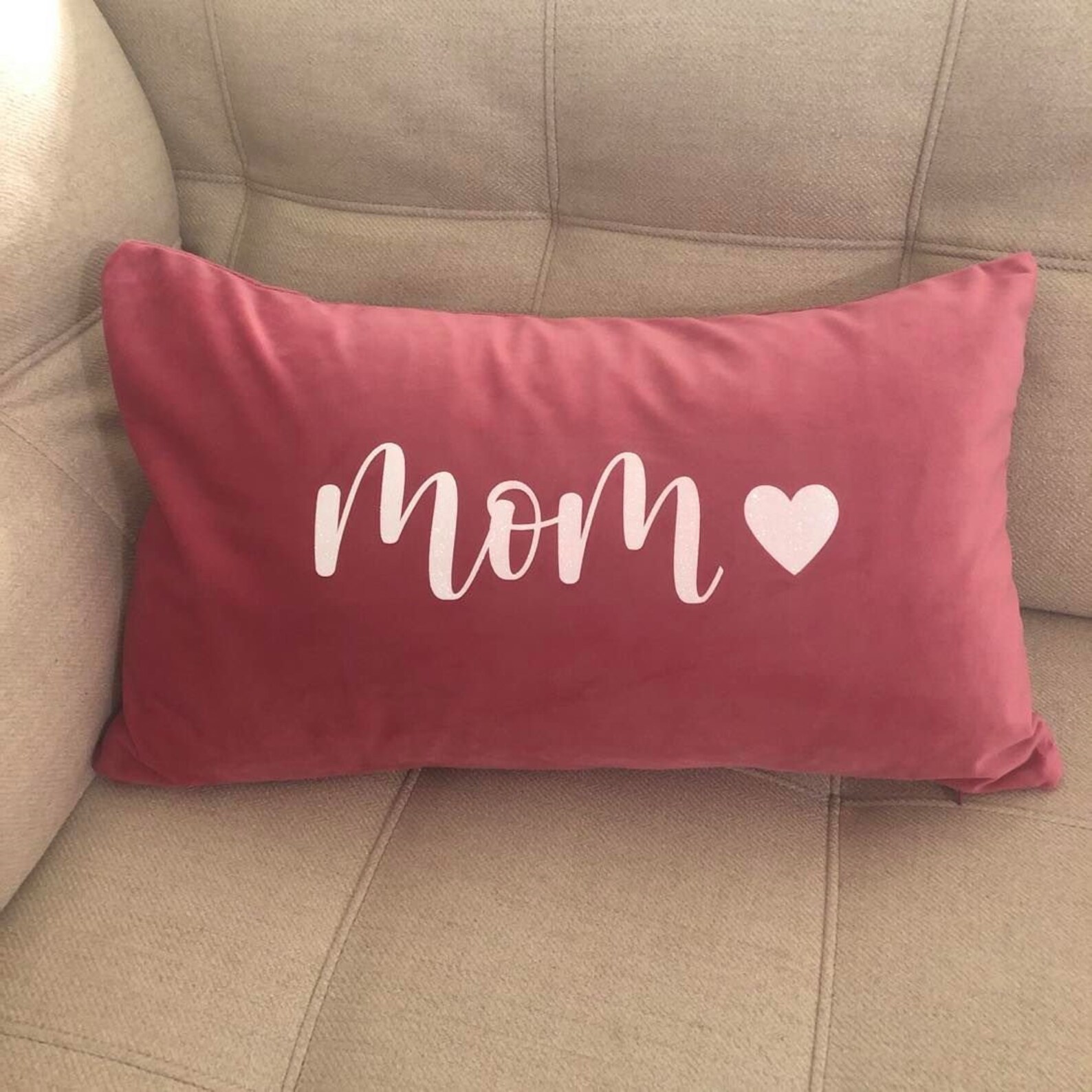 Mom Pillow Cover Pillow Cover ONLY Pink Velvet 12x20 Etsy