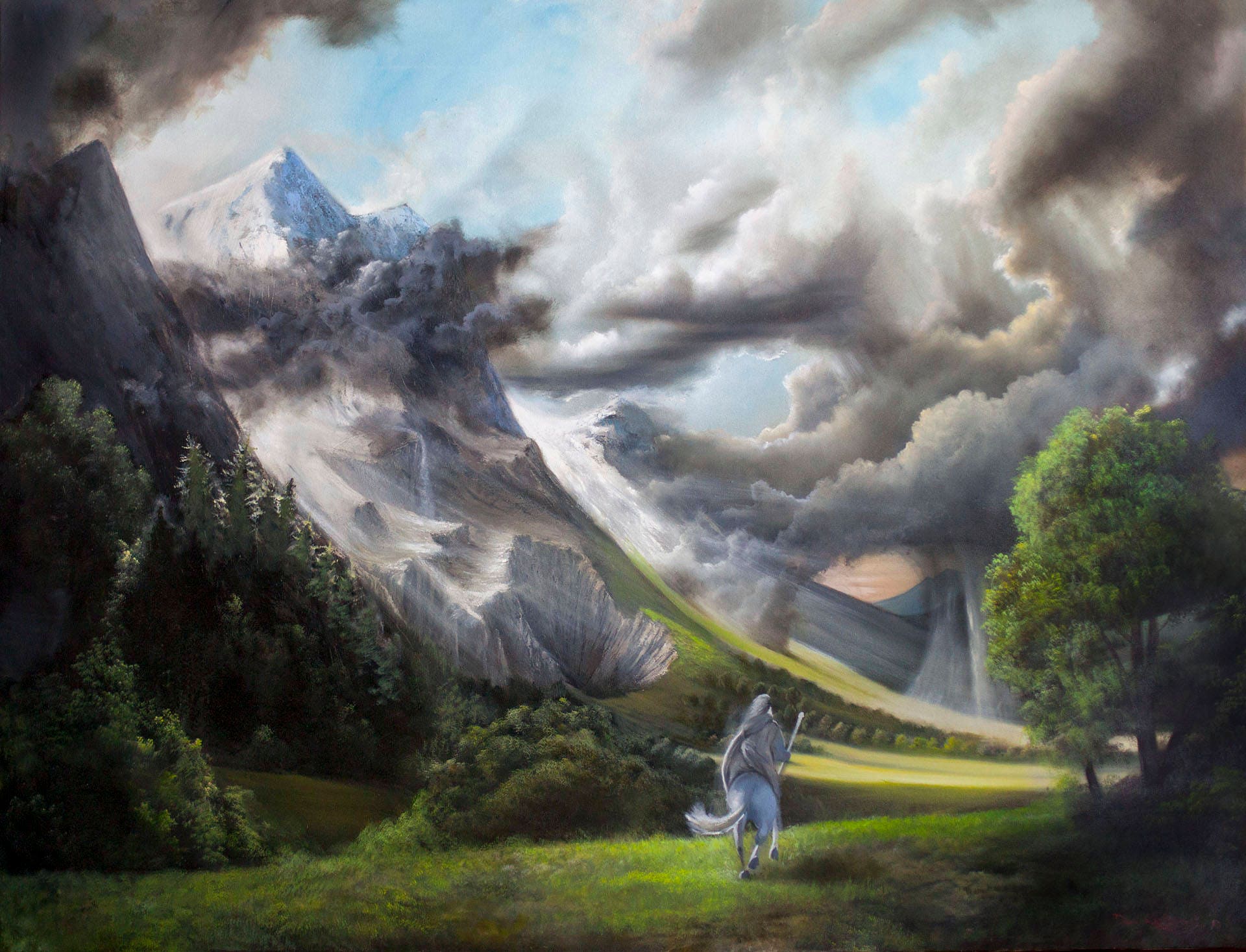 Gandalf Riding Along The Misty Mountains Lord Of The Rings Etsy