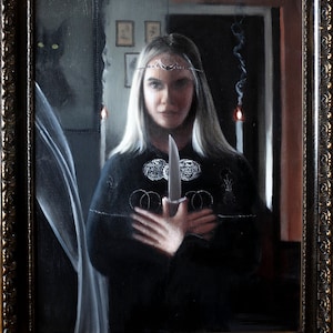 The Witch&#39;s Conjuring- Oil Painting (framed)