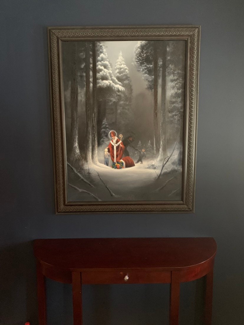 聖ニコラウスとクランプス - 油絵（額縁付） - Etsy 日本