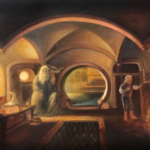 Gandalf and Bilbo in BagEnd - Print