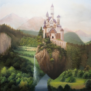 Castle in the Sky - framed oil painting