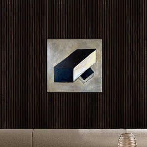 Abstrakte braune geometrische Formen Gemälde auf Leinwand, modernes neutrales minimalistisches Kunst-Dekor beste Wahl für Haus oder Büro-Wand-Dekor 61 x 61 cm Bild 3