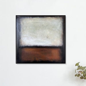 Peintures abstraites originales de style Mark Rothko sur toile, oeuvres d'art modernes dans des couleurs beige et marron, décoration murale texturée de style urbain, 61 x 61 cm image 2