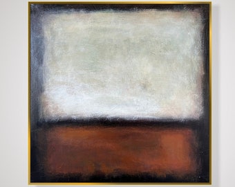 Mark Rothko Style Original Abstract Paintings On Canvas, Modern Artwork in Beige and Brown Colors Textured Urban Style Wall Decor 24"x24"