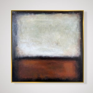 Peintures abstraites originales de style Mark Rothko sur toile, oeuvres d'art modernes dans des couleurs beige et marron, décoration murale texturée de style urbain, 61 x 61 cm image 1