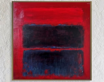 Mark Rothko Style Paintings On Canvas, Urban Style Art In Red and Black Colors, Modern Textured Art, Custom Oil Painting for Decor 28"x28"