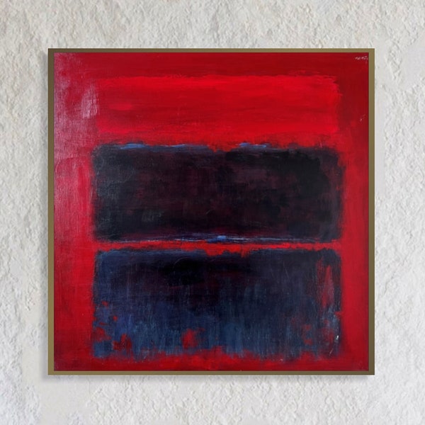 Mark Rothko Style Paintings On Canvas, Urban Style Art In Red and Black Colors, Modern Textured Art, Custom Oil Painting for Decor 28"x28"