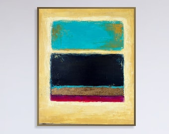 25.6x21.7" Mark Rothko Estilo Pinturas originales sobre lienzo Pintura colorida Arte contemporáneo moderno Mark Rothko Estilo Estilo urbano Decoración de pared