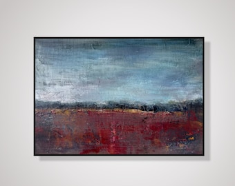 19.7x27.6 "originele landschapsschilderijen op canvas abstracte blauwe en bruine kunstwerken kleurrijke Wabi Sabi kunst boerderij decor wasruimte