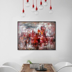 23.6x31.5 Abstract Red Paintings On Canvas, Modern Textured Painting, Original Handmade Art, Japandi Wall Hanging Decor for Home image 2