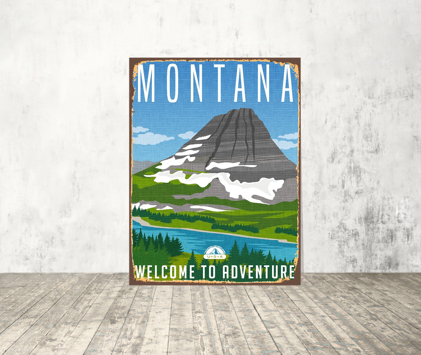 Montana State Sign Vintage Metal Sign American State Sign USA Metal Sign Metal Traveler Gift Kansas Sign Wall Decor American State Sign