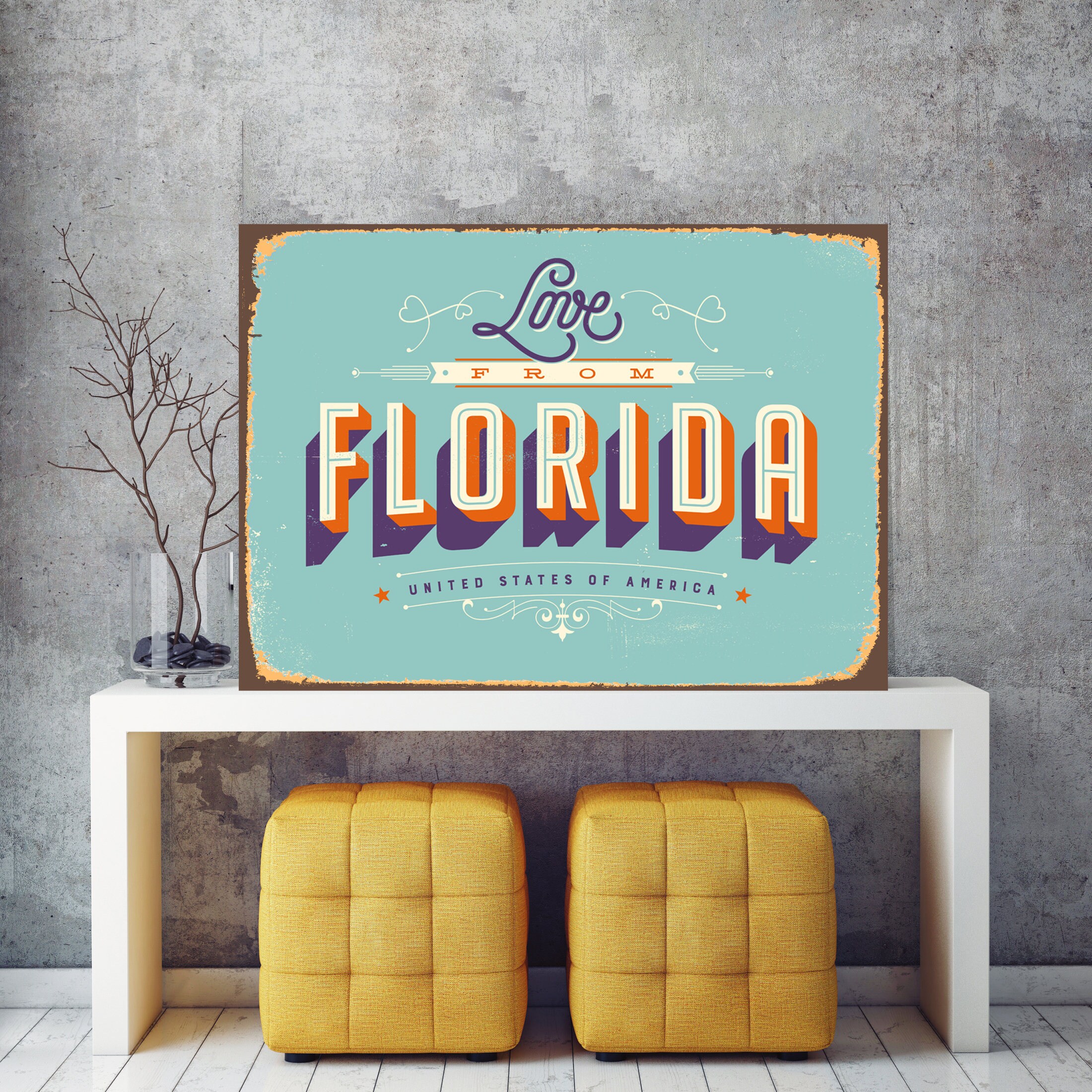 Florida Metal Sign Florida Wall Sign Wall Hanging Florida Wall Etsy