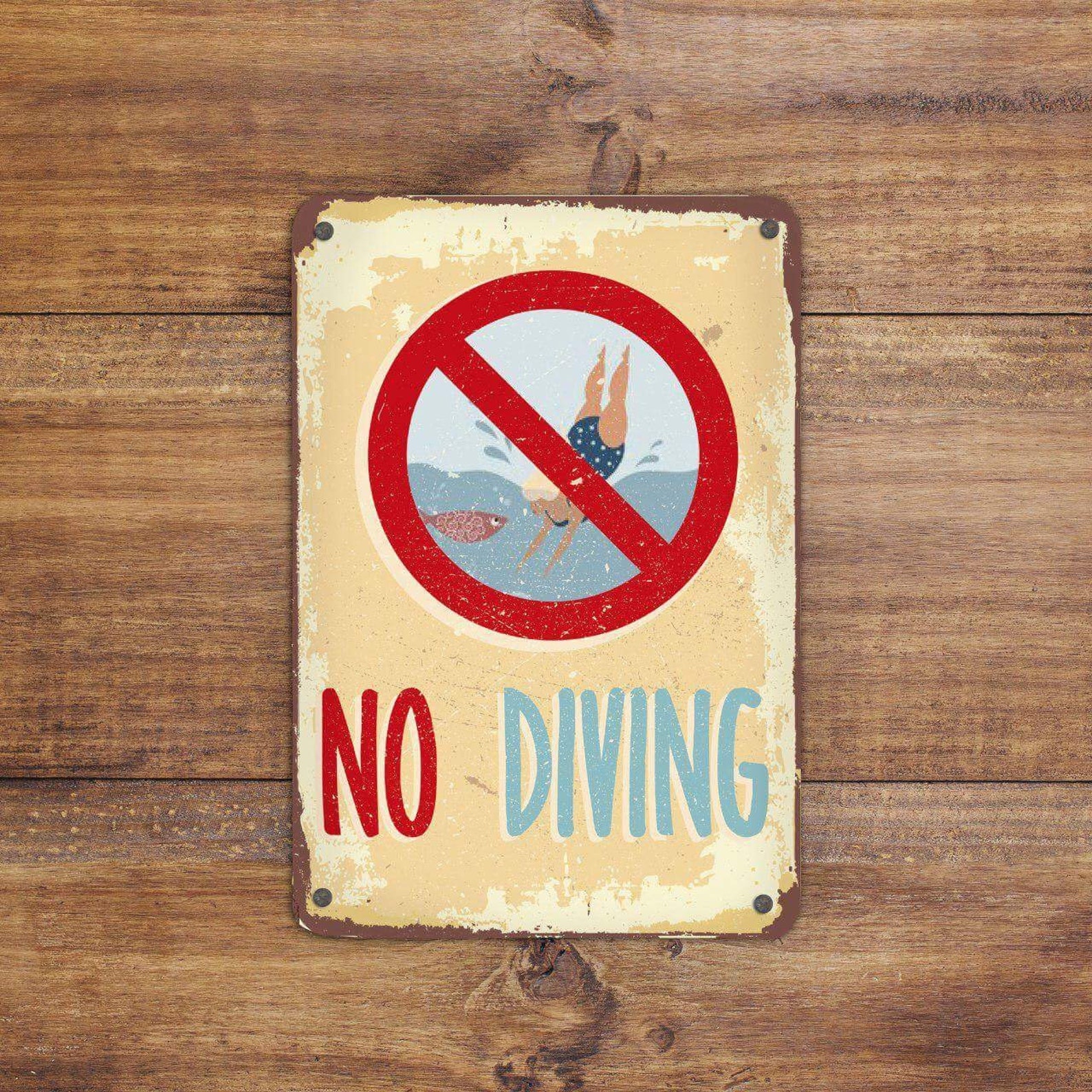 No Diving Sign Pool Sign Vintage Style Sign Swimming Pool Sign Etsy