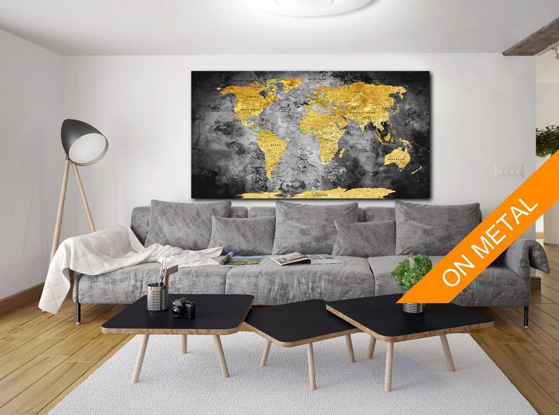Big Metal World Map Metal Wall Decor Metal Wall Art Steel Etsy