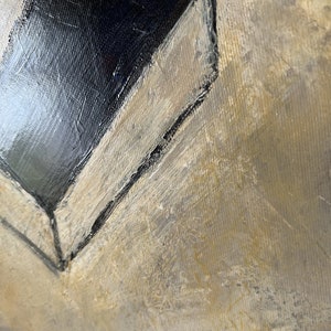 Abstrakte braune geometrische Formen Gemälde auf Leinwand, modernes neutrales minimalistisches Kunst-Dekor beste Wahl für Haus oder Büro-Wand-Dekor 61 x 61 cm Bild 7