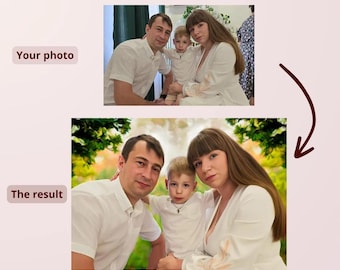 Custom Family Portrait: Digital Art from Photo (Digital Download)