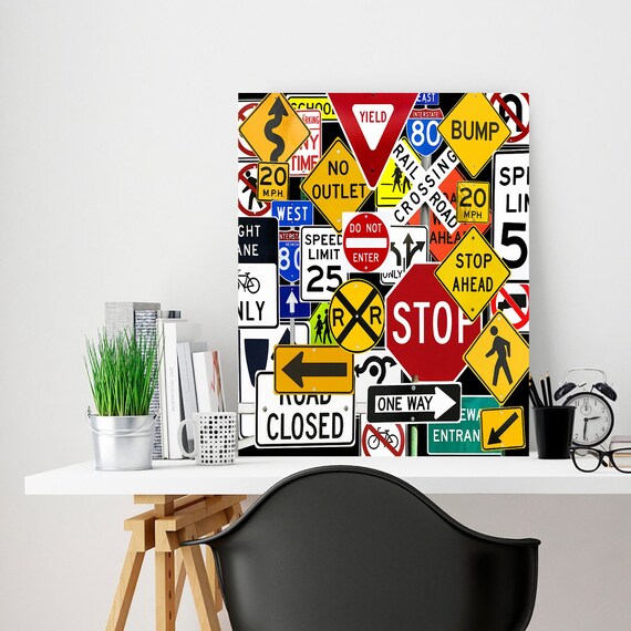 Road Signs Art Print Metal Sign Metal Wall Sign Room Decor Etsy
