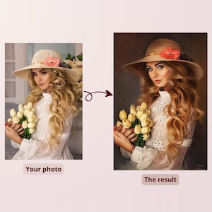 写真からの肖像画 デジタル女性 彼女へのパーソナライズされたアートギフト デジタルポートレートプリント カラフルなウォールアート ヴィンテージプリント