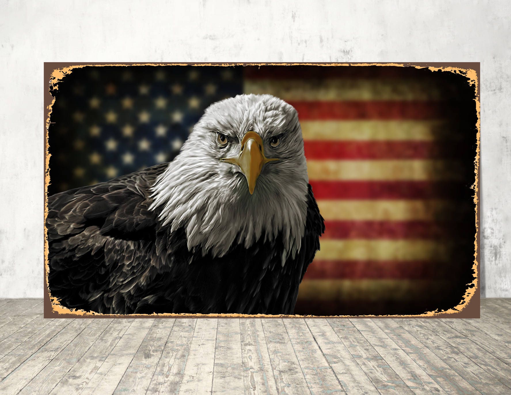 Bald eagle American flag sign Bald eagle sign USA flag sign Etsy