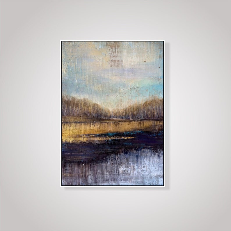 27.6x19.7 Abstract Landscape Paintings on Canvas. Neutral Aesthetic Decor Art, Handmade Textured Painting Wall Hanging Artwork Modern Decor image 1