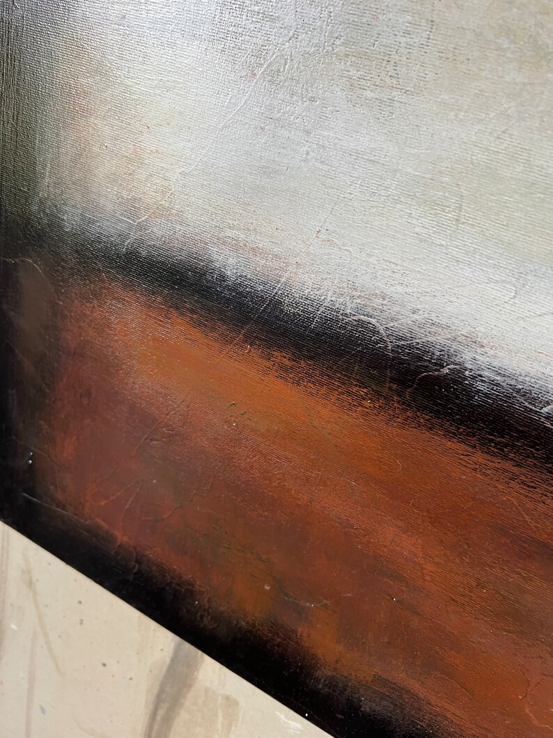 Peintures abstraites originales de style Mark Rothko sur toile, oeuvres d'art modernes dans des couleurs beige et marron, décoration murale texturée de style urbain, 61 x 61 cm image 6