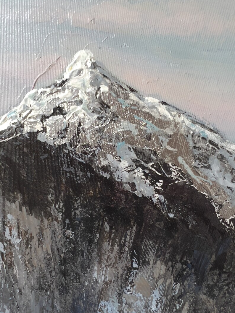 Picos de montaña Paisaje natural Skyline Belleza Cordillera gris Belleza de la naturaleza Lienzo Pintura Acrílico Pintura personalizada 17.7x29.5 imagen 7