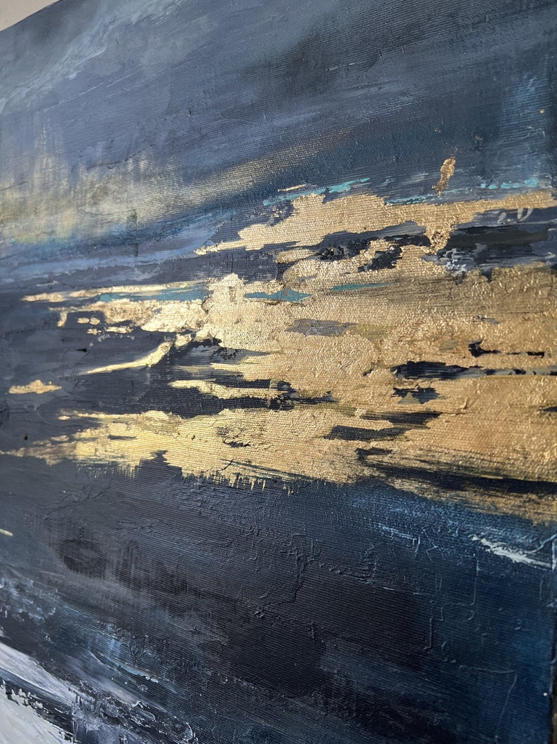 Pinturas de paisajes abstractos originales sobre lienzo, pintura al óleo personalizada con textura Scandic Chic Estética Arte para colgar en la pared para la decoración del hogar 28 x28 imagen 6