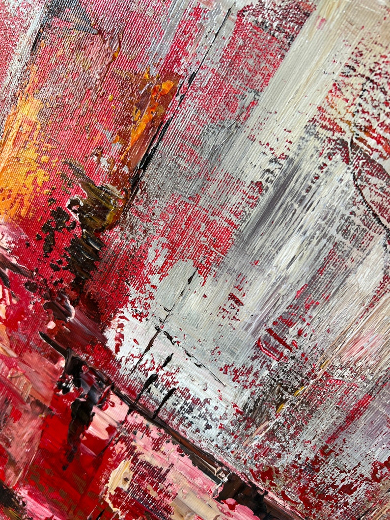 23.6x31.5 Abstract Red Paintings On Canvas, Modern Textured Painting, Original Handmade Art, Japandi Wall Hanging Decor for Home image 6