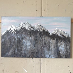 Cime di montagna Scenario naturale Skyline Bellezza Catena montuosa grigia Bellezza della natura Tela Pittura Pittura acrilica personalizzata 17,7x29,5 immagine 5