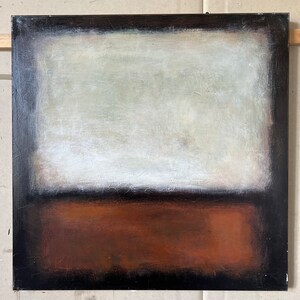 Peintures abstraites originales de style Mark Rothko sur toile, oeuvres d'art modernes dans des couleurs beige et marron, décoration murale texturée de style urbain, 61 x 61 cm image 5