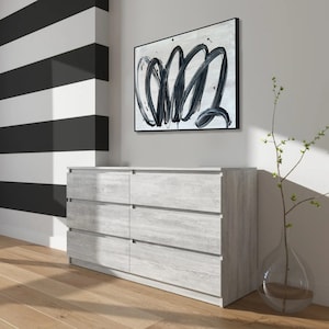 19.7x27.6 Abstract Black And White Lines Paintings on Canvas, Minimalist Handmade Painting, Custom Art Best Choice for Office Or Home Decor 画像 3