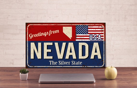 Nevada Sign Nevada Metal Sign Silver State Sign American State Etsy