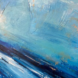 Dipinti astratti blu dell'onda oceanica su tela Scandic Chic Arte estetica appesa a parete opera d'arte pittura a olio personalizzata per la decorazione domestica 28 x 20 immagine 5