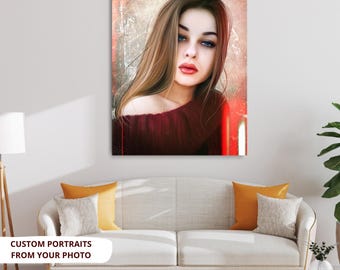 Custom Digital Portrait from Photo: Personalized Wall Art Gift (Digital Download)