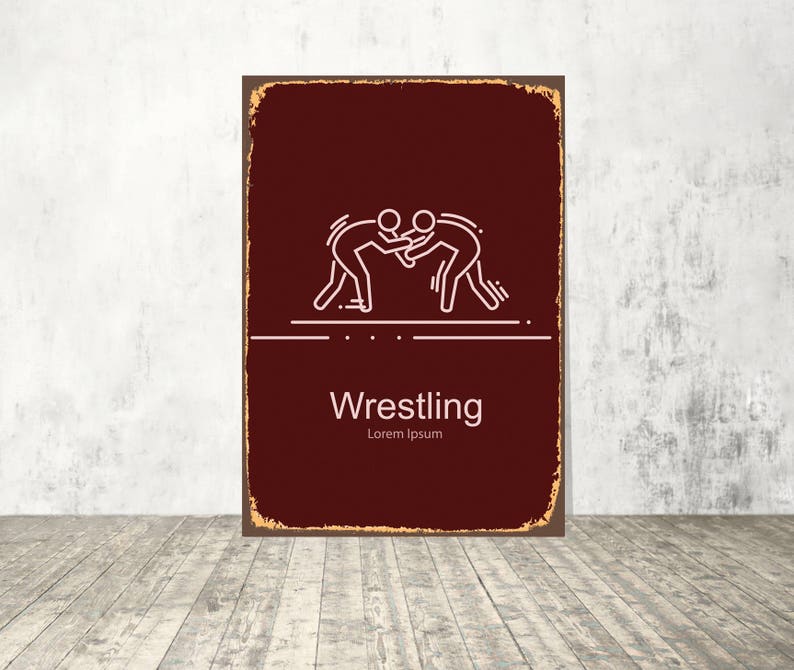 Sport metal sign Wrestling sign Wrestling metal art Wrestling sports Sport sign Wrestling print Sign print Wrestling metal sign print