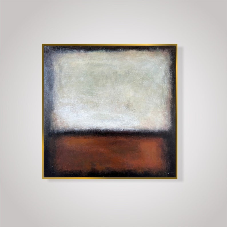 Peintures abstraites originales de style Mark Rothko sur toile, oeuvres d'art modernes dans des couleurs beige et marron, décoration murale texturée de style urbain, 61 x 61 cm image 1