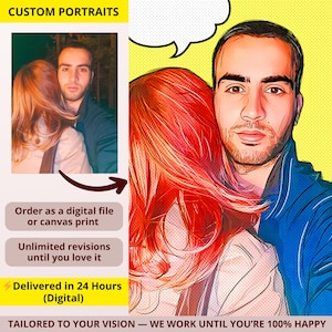 Personalisiertes Portrait im Comic Stil vom Foto Pop Art Paar Zeichnung Personalisiertes Digitales Cartoon Portrait Lustiges Geschenk für Sie und Ihn
