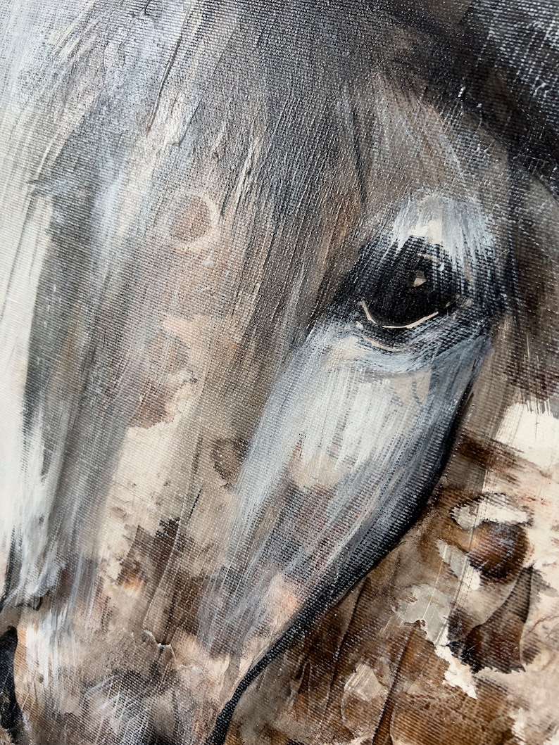 21,7 x 27,6 Abstracte paardenschilderijen op canvas. Originele dierenschilderijstof, neutraal boerderijkunstwerk, beste keuze voor het decor van de gastenkamer afbeelding 7