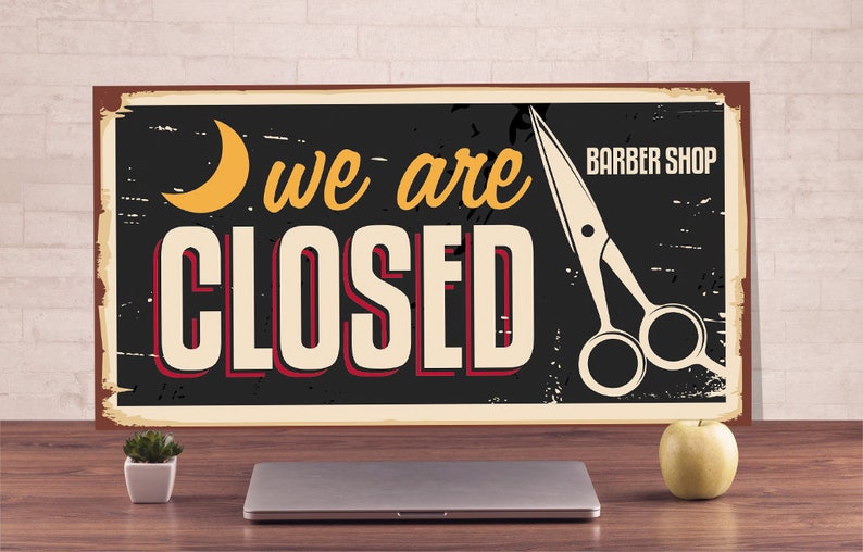 We are closed barber shop Rating plate Warning Sign Outdoor Etsy