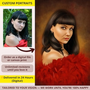 写真からカスタムデジタルポートレートを作成 クラシックな油絵スタイル 女性へのパーソナライズギフト バレンタインデーギフト ロマンチックアート デジタルダウンロード