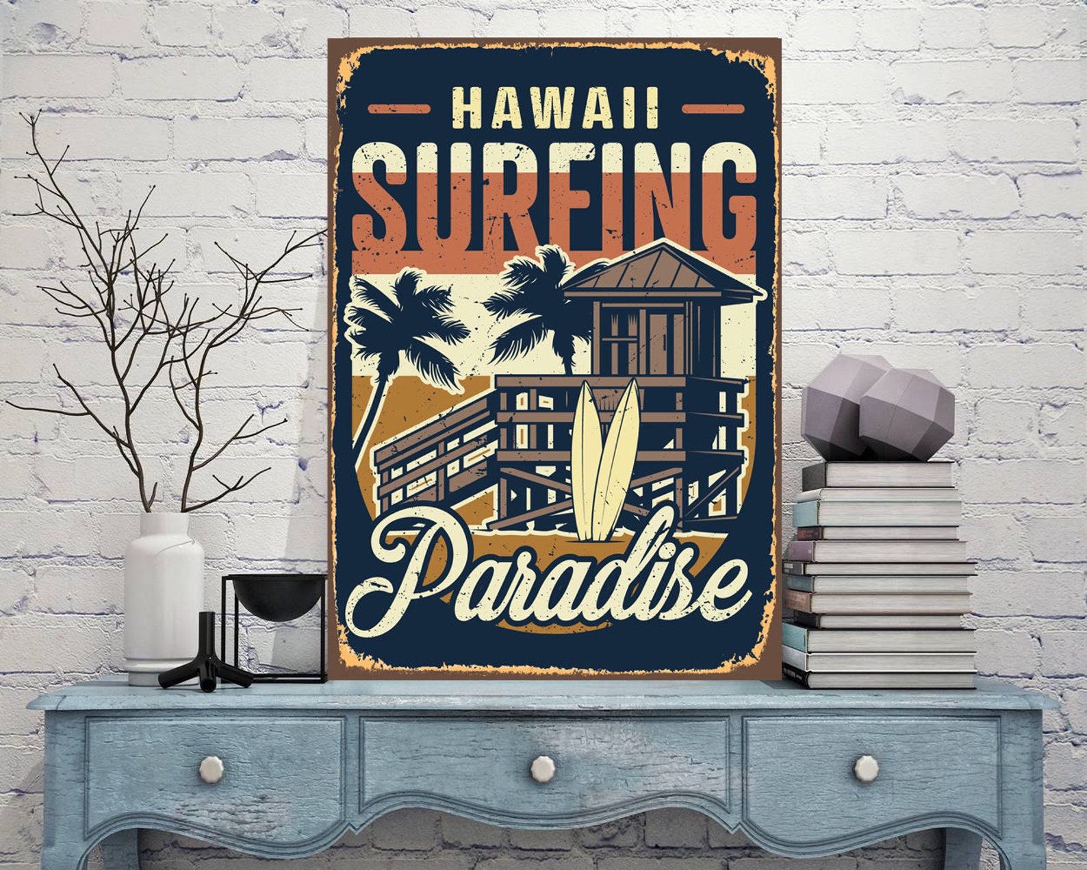 Surfing Metal Sign Hawaii Signage Memory Sign Surfing Wall Etsy
