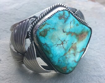 Vintage Large Turquoise and Sterling Cuff