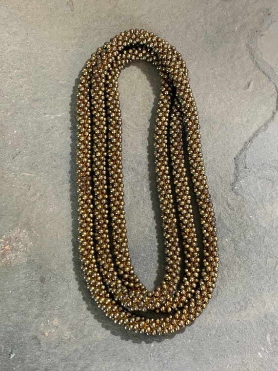 Long Crocheted Brass Beaded Necklace - image 4