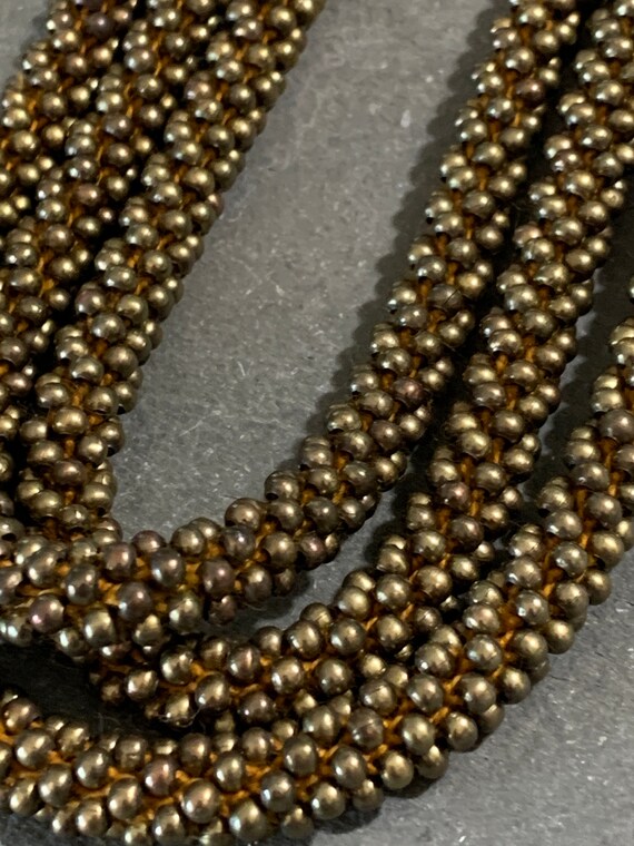 Long Crocheted Brass Beaded Necklace - image 6