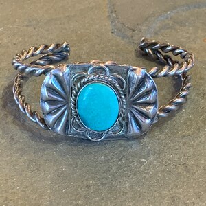 Handmade Navajo Turquoise and Sterling Silver Cuff Bracelet
