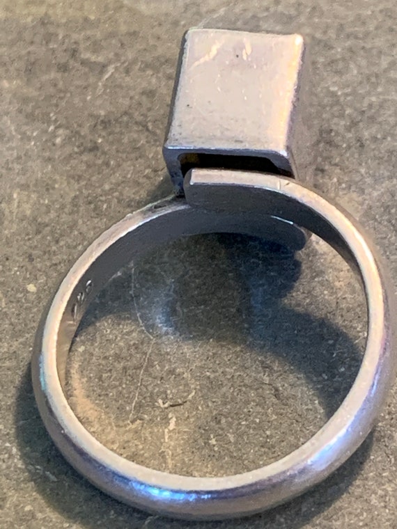 Adjustable Rectangular Faceted Moldavite Ring wit… - image 5