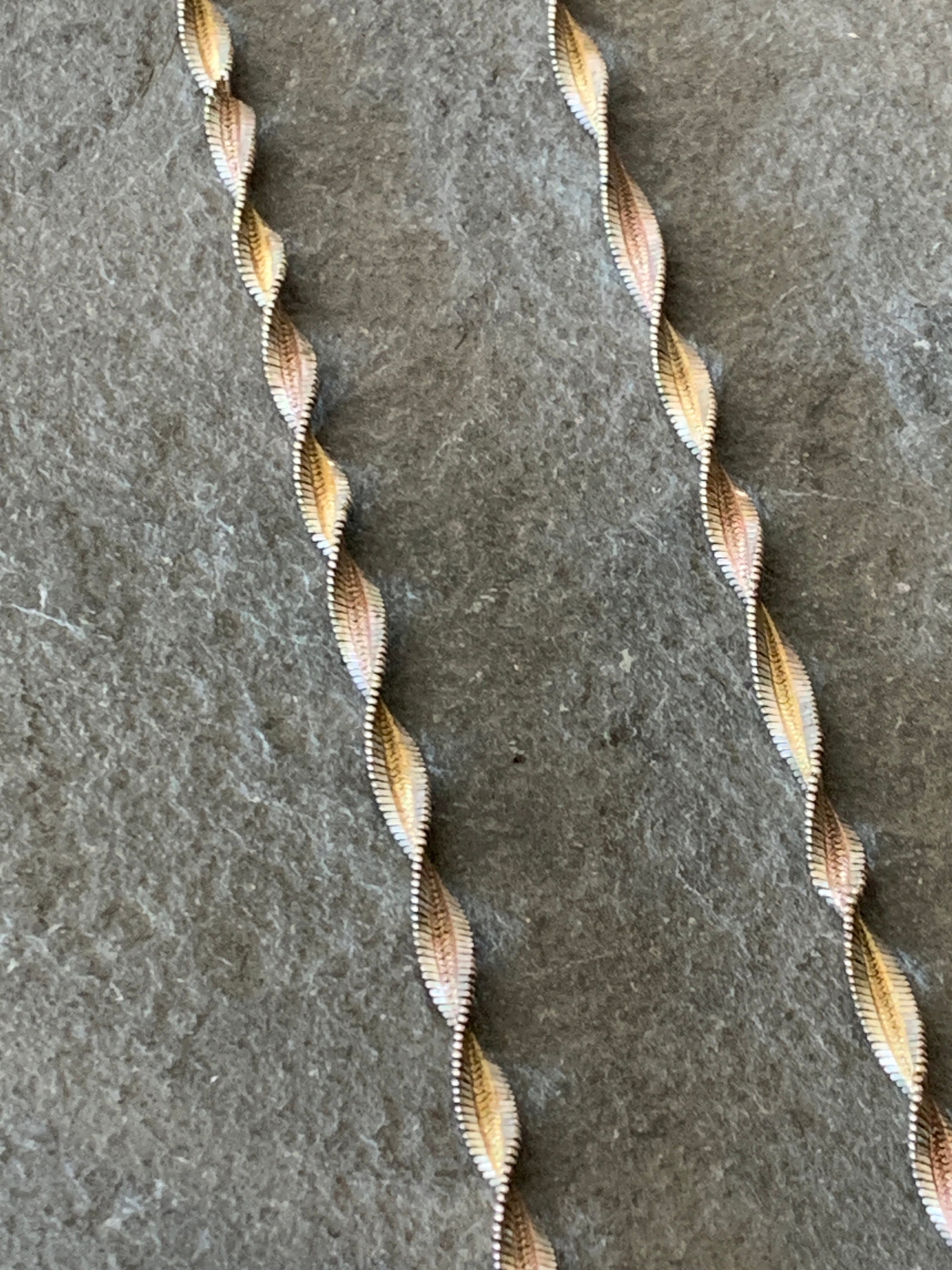 Long Italian Chain With Twisted 2-tone Silver and Gold Vermeil 